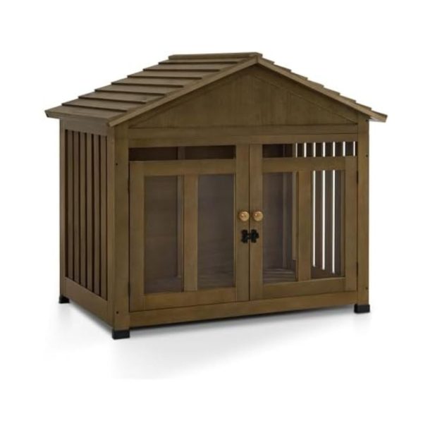 Wooden Indoor Dog House Furniture for Small and Medium Dogs, Solid Wood Kennel