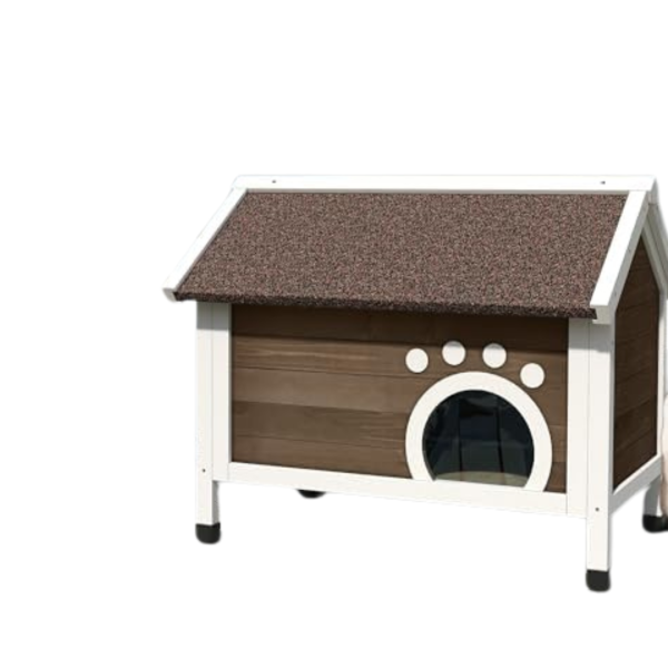 Wooden Outdoor Feral Cat House with Asphalt Roof for Cats